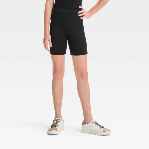 Girls' 'Solid' Ribbed Bike Shorts - Cat & Jack™ Black M