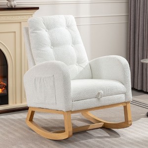 Whisen Plush Rocking Chair with Footrest - 1 of 4