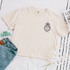 S.W.Smiley Plant Dreams Grow Joy Outline - Women's Boxy Crop Top Graphic T-Shirt - 2 of 4
