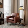 TYBOATLE Dark Gray Leather Accent Chair, Cozy Mid-Century Armchair for Living Room, Lobby, Office - 2 of 4