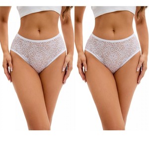 INSPIRE CHIC 2 Pcs Women's Breathable Briefs Regular & Plus Size Hipster Panties Mid-Waisted Underware - 1 of 4