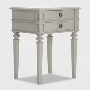 Irving Side Table with 2 Drawers Gray - Finch: Sturdy Wooden End, No Assembly Required - 1 of 4