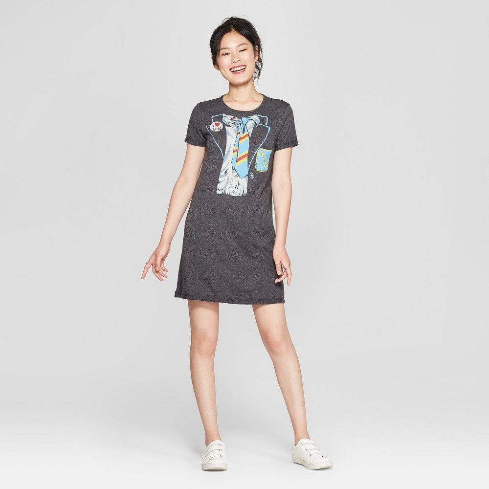 petiteJunk Food Women's Short Sleeve AC/DC Tie Graphic T-Shirt Dress - Black M was $24.0 now $7.19 (70.0% off)