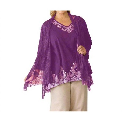 Women's London Lace Long Sleeve Jacket - Plus Size - On The Plus Side
