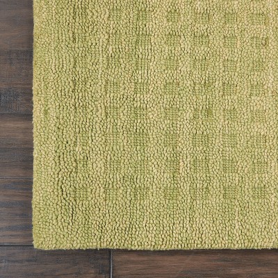 Lush Green Handmade Wool Runner Rug 27" x 9"
