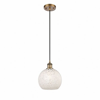 White Mouchette - 1 Light Cord Hung Mini Pendant In Modern Style-10 Inches Tall and 8 Inches Wide
