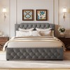 NicBex Queen Upholstered Bed Frame with Linen Tufted Headboard,Platform Bed Frame with 2 Drawers and USB Ports,Easy Assembly,Beige/Gray - 2 of 4