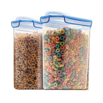 OSTO Plastic Cereal Containers with Lockable Lids and Pouring Spout. 5 Liter, BPA-Free Plastic Food Container for Dry-Food Storage Airtight Lid 2-Pack