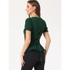 INSPIRE CHIC Women's Square Neck Solid Color Puff Short Sleeve Lace Up Gothic Blouse - 3 of 4