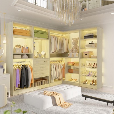 Aheaplus Freestanding Closet System Set with Mirror