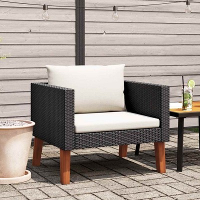vidaXL Garden Sofa Black PE rattan Single Seat Modular Garden Sofa