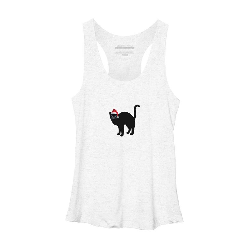 Women's Design By Humans Christmas cat tshirt By bambino Racerback Tank Top, 1 of 4