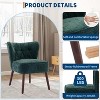 Modern Wingback Accent Chair – Upholstered Fabric with Wooden Legs for Living Room, Office, or Bedroom (Green/Brown) - 3 of 4