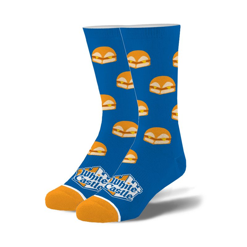 Odd Sox, Food, White Castle Burgers, Novelty Crew Socks, Fun Cool Silly, 1 of 4