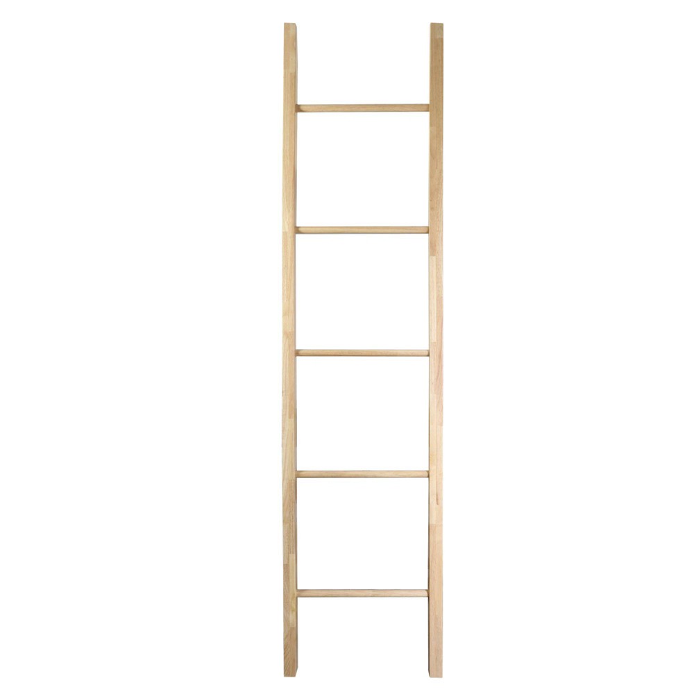 Decorative Ladder with Solid Hardwood Natural - Flora Home: 5 Rungs, Rubberwood Frame, No Assembly Required