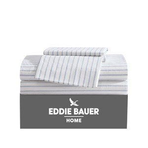 Eddie Bauer Essential Stripe Blue King Sheet Set - 1 of 4