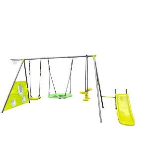 Yinvani Outdoor Playground 6-Piece Swingset With Net, For Age 3+ - 1 of 4