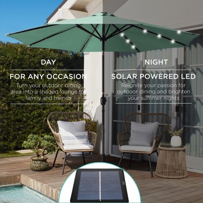 10ft Seaglass Solar LED Lighted Patio Umbrella with Tilt Adjustment