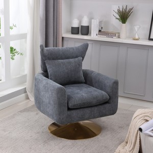 Akoasm Upholstered Fabric Velvet 360 Degree Swivel Accent Sofa Armchair For Living Room & Bedroom-Dusty Blue - 1 of 4