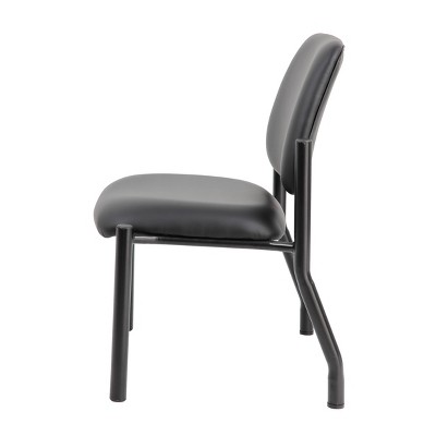 Sleek 400lb Capacity Armless Guest Chair in Antimicrobial Black Vinyl