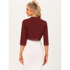 Allegra K Women's Elegant 3/4 Sleeve Cropped Vintage Lace Trim Shrug - 4 of 4