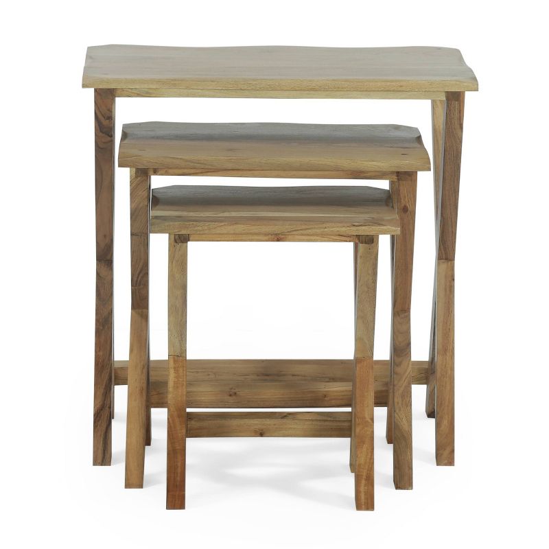 3pk Rimrock Rustic Handcrafted Acacia Wood Nested Side Tables Natural - Christopher Knight Home, 5 of 13