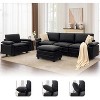 TYBOATLE 122" Leather Sectional Sofa Set, Comfy Modular Couch with Chairs, Deep Seat & Adjustable Armrest for Living Room, Apartment, Office, Studio - 3 of 4