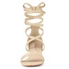 Allegra K Women's Faux Suede Open Toe Color Block Heel Lace Up Sandals - 3 of 4