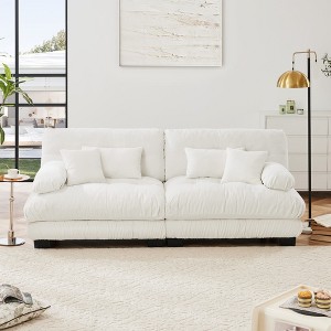 Jump Into Fun 94.4” Fluffy Chenille Fabric Cloud Couch, Oversized Loveseat Sofa With 2 Lumbar Pillows And 2 Throw Pillows For Living Room - 1 of 4