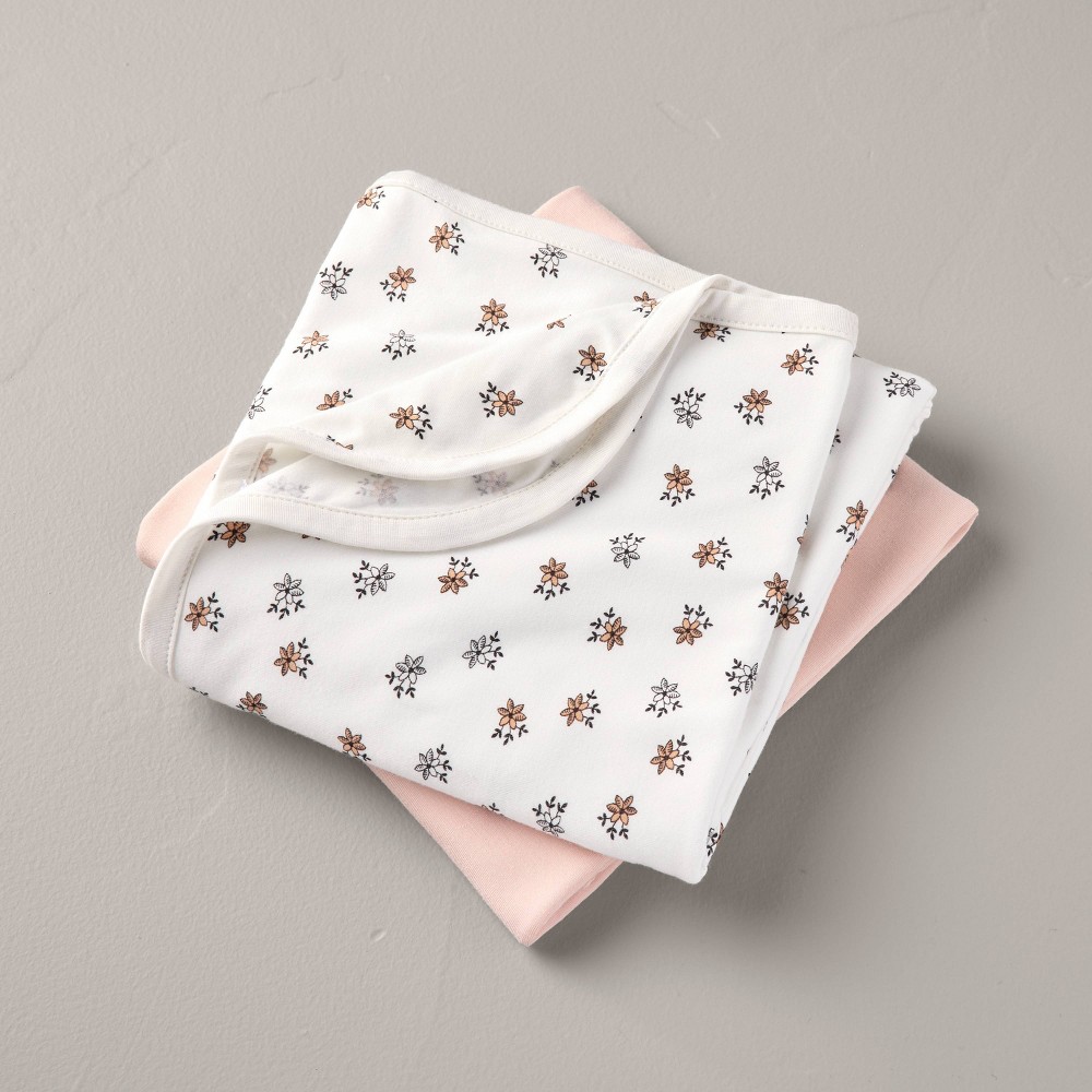 Floral & Dusty Pink Baby Swaddle Blankets 2pk - Hearth & Hand™ with Magnolia