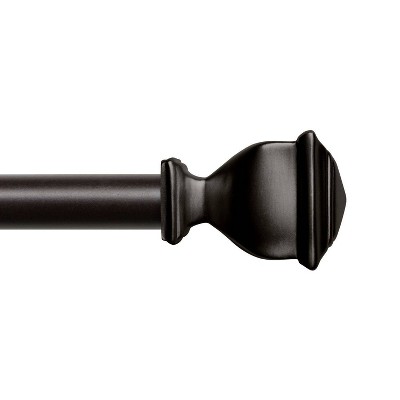 Matte Bronze Adjustable Curtain Rod with Square Finials