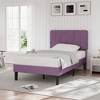 VECELO Velvet Upholstered Platform Bed Frame with Adjustable Headboard, Sturdy Wood Slat Support, No Box Spring Required - 3 of 4