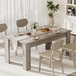 Dining Table for 4-6, 63" Wood Farmhouse Rectangular Thickened Dinner Dining Room & Kitchen Table for 4 for Apartment, Small Space - 1 of 4