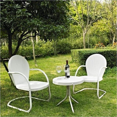 Steel 3 Metal Outdoor Seating Set in White-Pemberly Row