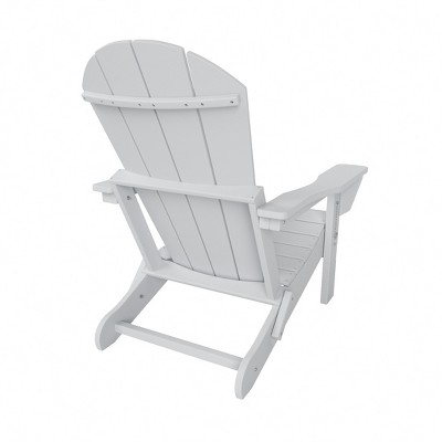 White HDPE Outdoor Folding Adirondack Chair with Wide Armrests