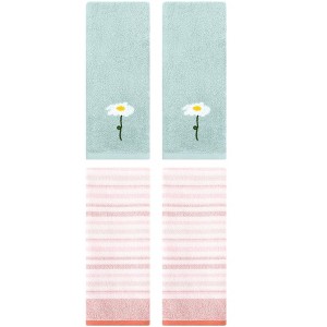 REGALWOVEN 4 Pcs Bathroom Absorbent Cotton Hand Towels - 1 of 4