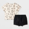 Baby Boys' Dog Printed Henley Gauze Shorts Set - Cat & Jack™ Black - 2 of 4