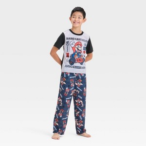 Boys' Mario Kart 2pc Short Sleeve Pajama Set - Heather Gray - 1 of 4