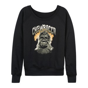 Women's - Star Wars - Chewbacca Full Moon Horror Lightweight French Terry Wide Neck Long Sleeve Shirt - 1 of 4