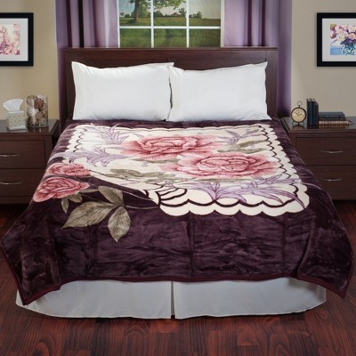 Hastings Home Thick Plush Faux Mink Blanket - Rose Garden