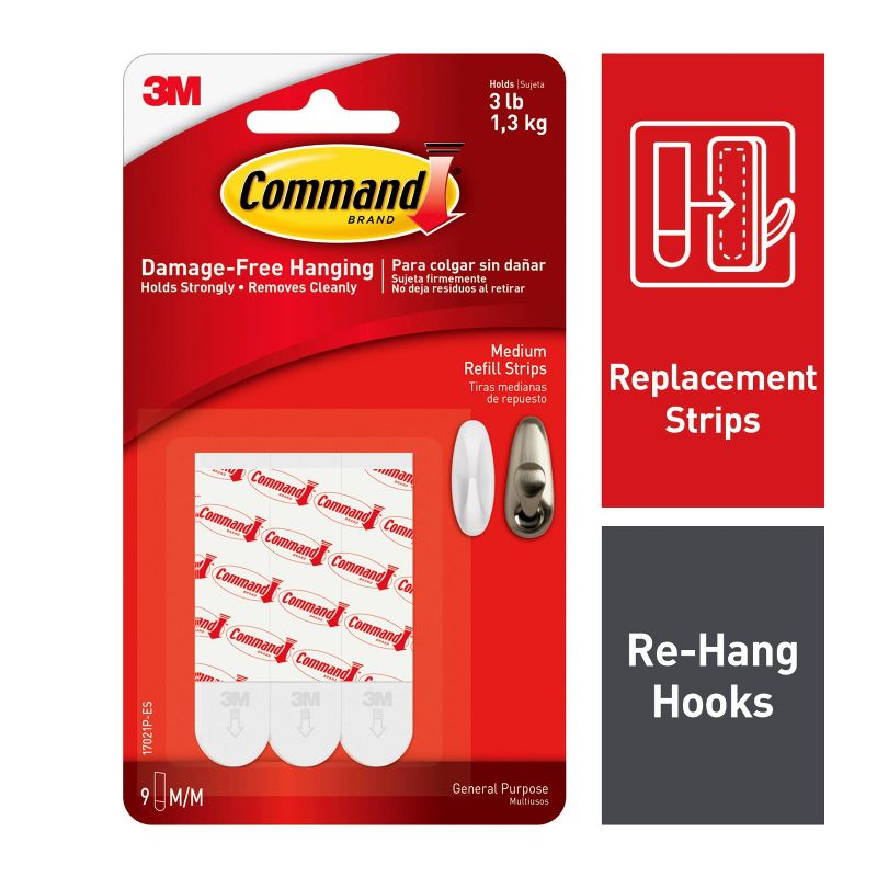 Command 9 Strips Medium Sized Refill Strips Tape White, 1 of 8