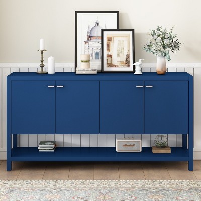 Console Table With Open Bottom Shelf, Sofa Table With Four-Door And Adjustable Three-Level Shelves, Console Table Contemporary-Cuddlewood