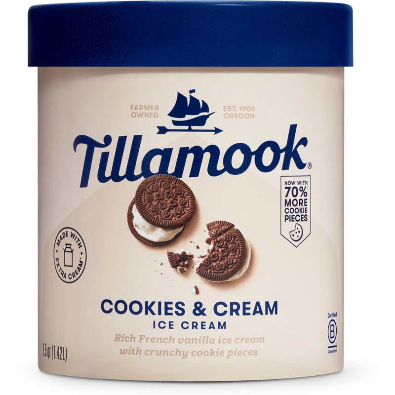 Tillamook Cookies &#38; Cream Ice Cream - 48oz, 1 of 6