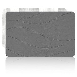 Zevemomo Diatomaceous Earth Bath Mat, 23.6"x15.4" Absorbent Stone Shower Mat for Bathroom, Quick Drying Non-Slip Bathroom Floor Mat in Dark Grey - 1 of 4