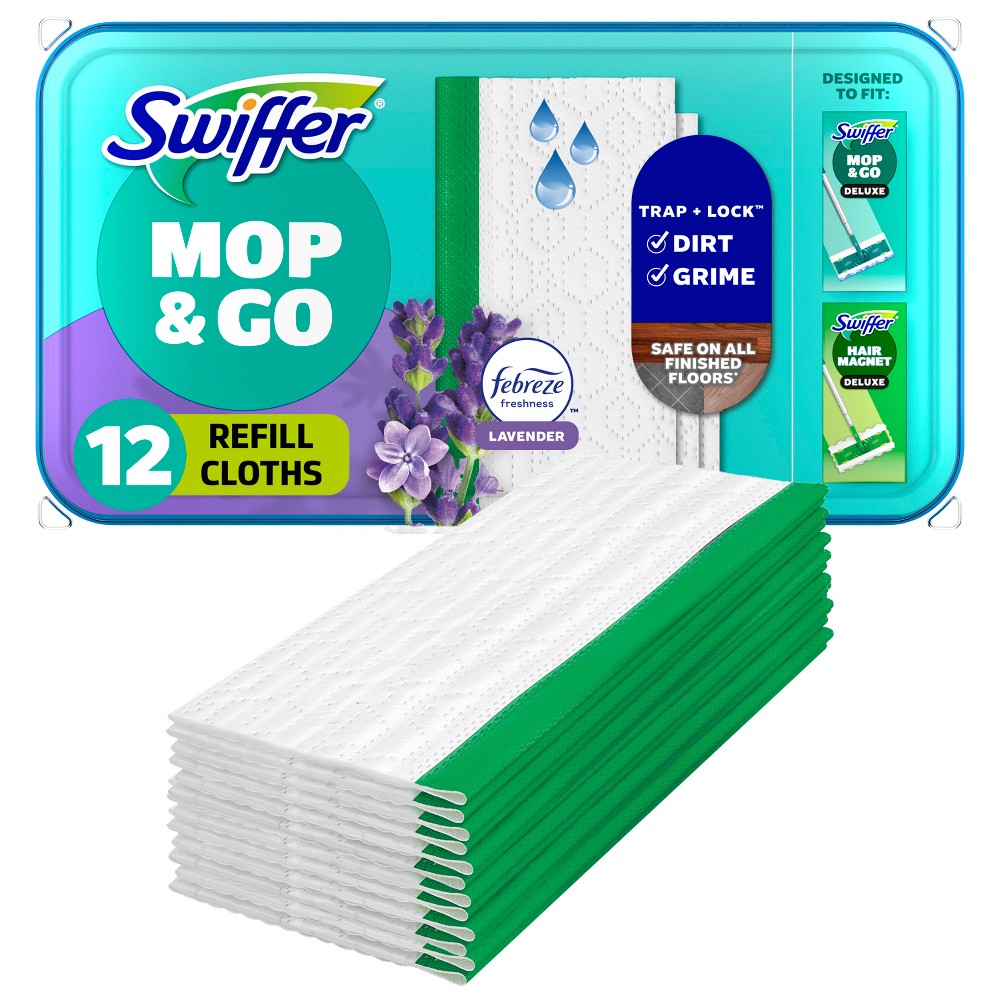 Swiffer Lavender Sweeper Mop & Go Wet Refill Floor Cleaners - 12ct