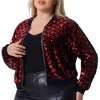 Agnes Orinda Women's Plus Size Sequin Long Sleeve Metallic Party Crop Bomber Jackets - image 2 of 4