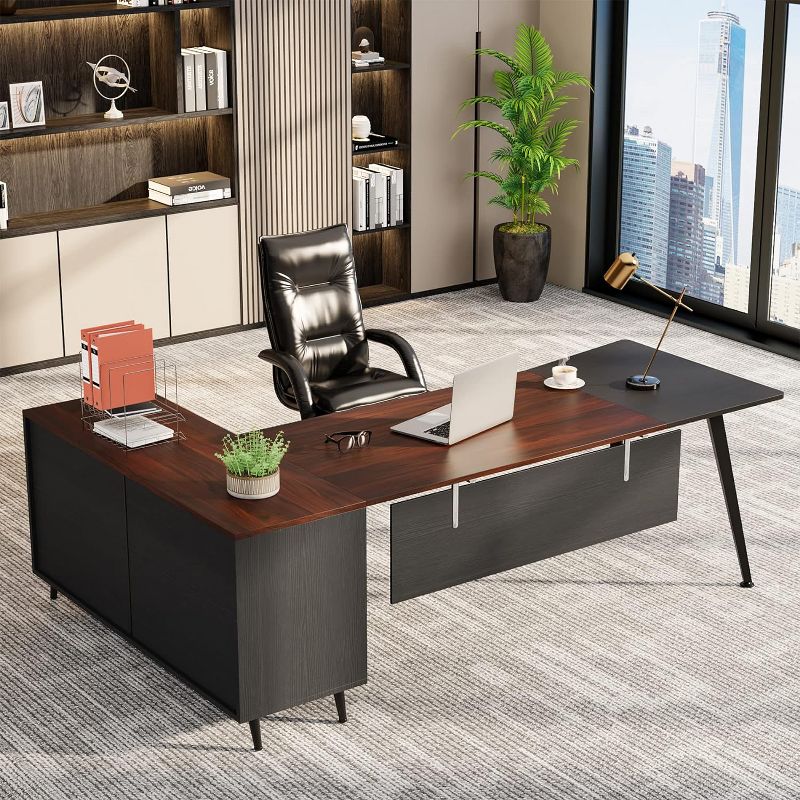Tribesigns L-Shaped Executive Desk with File Cabinet, Home Office Computer Desk Workstation Set, 3 of 8