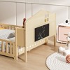 55.79"Full-size Floor Beds with Bookcases and Blackboards, Versatile Platform Beds with Guard rails,White - 4 of 4