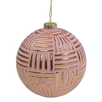 Northlight 2-finish Pink Floral Applique Glass Christmas Ball Ornament ...