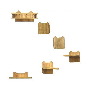 Midlee Cat Wall Shelves Climber Furniture- Medium- Perch Activity Wooden Tree - 1 of 4